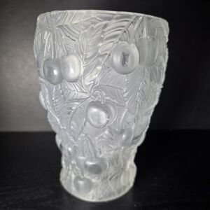 Josef Inwald Barolac Satin Glass Vase Czech 1930s Art Deco Cherry Pattern